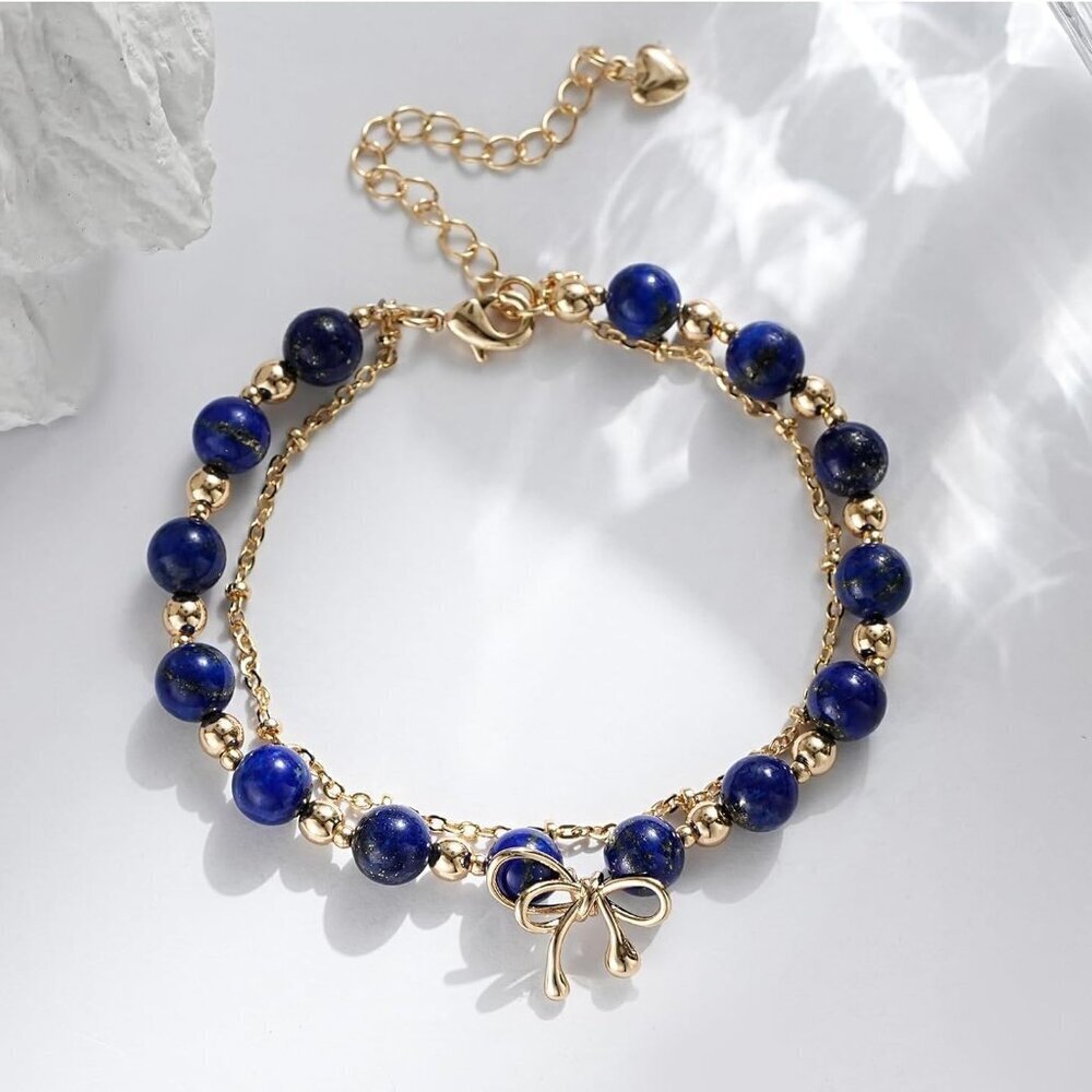 Handmade Crystal Gemstone Bracelet Gold Plated Adjustable Jewelry Gift for Women - Picture 7 of 9